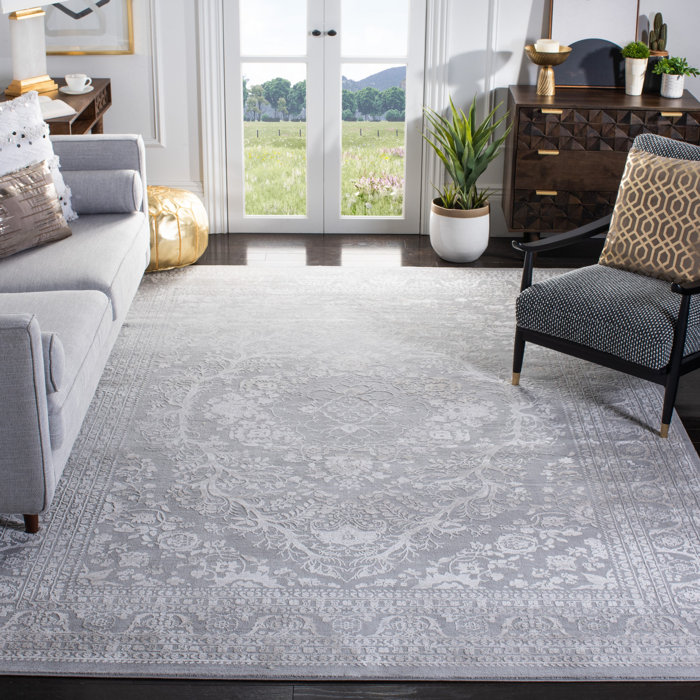 Laurel Foundry Modern Farmhouse Calidia Power Loom Light Gray/Cream Rug